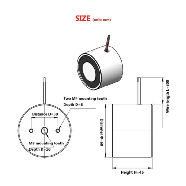 DC Circular Holding Sucker Solenoid for Robot Arms Lifting - Image 4